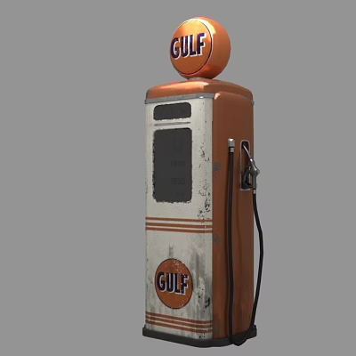 Vintage Gulf Logo Gas Pump Public Facility Featuring Retro Classic Design Elements 3d model