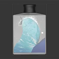 Transparent Square Decorative Bottle With Blue Liquid And White Wave Pattern 3d model