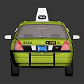 Yellow Taxi With Solar Panel Roof Light TAXI Sign And Phone Number