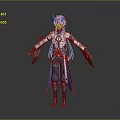 Game and Movie Character in Teal Blue Outfit With Ornate Hairstyle and Flowing Cape