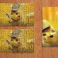 Yellow Pikachu Themed Building Blocks Puzzle With Hat And Smiling Face Design 3d model