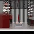 Stylish Modern Interior Featuring Orange White Sofas And Glass Metal Shelves With Orange Items