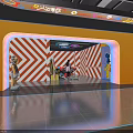 Colorful Indoor Play Zone With Bright Neon Lights And Cartoon Character Decorations