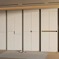 White Modern Storage Cabinets With Multiple Doors And Decorative Handles 3d model