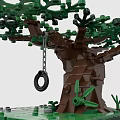 Building Blocks Crafted Tree With Green Leaves And Brown Trunk On Green Base