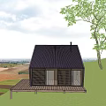 Detached Villa With Dark Metal Roof Surrounded By Lush Trees On Green Hillside