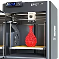 Modern Desktop 3D Printer Printing Red Vase In Enclosed Chamber 3d model