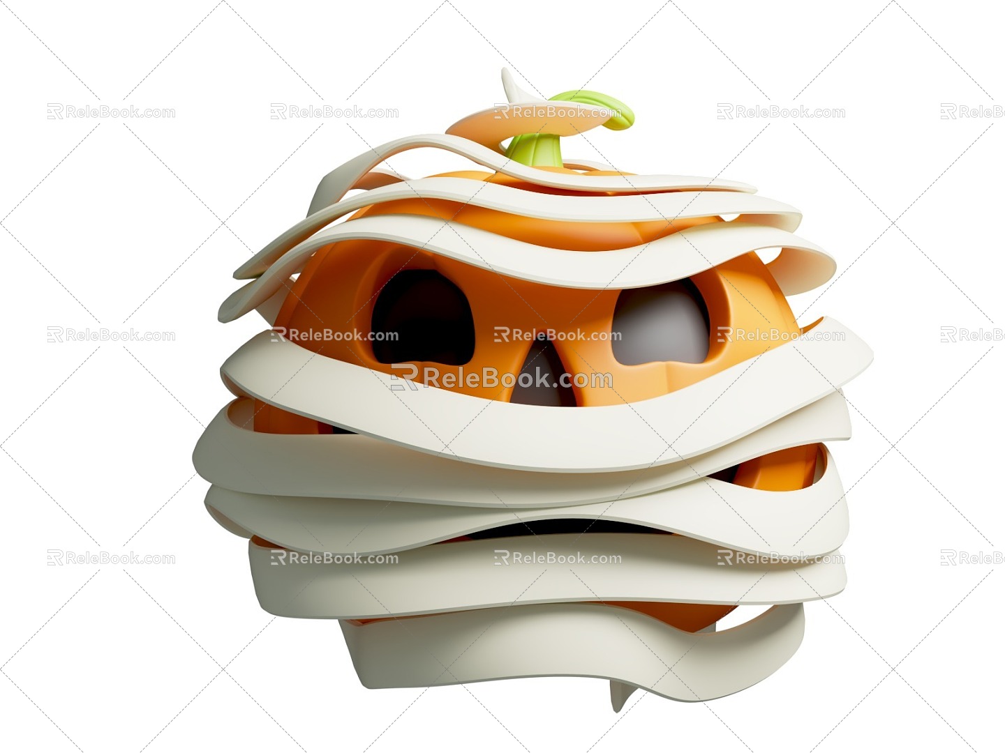 Cartoon Style Mummy Halloween Style Mummy Pumpkin Halloween Pumpkin Halloween Scene 3d model