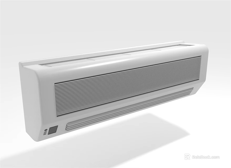 Sleek White Wall Mounted Air Conditioner Fan With Modern Grille Design And Control Panel 3d model 