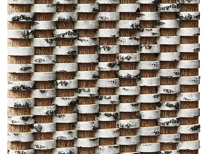 Modern Woven Wall Decor With Natural Wood Strips And White Brown Texture 3d model
