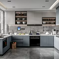 Modern Open Kitchen Interior Design With Gray Cabinets Island Counter And Appliances