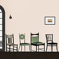 French style casual dining chair combination 3d model