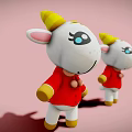 Cute Cartoon Lamb Toys With Yellow Horns Red Clothes And White Bodies Standing