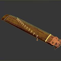 Traditional Chinese Wooden Guzheng Musical Instrument with Strings and Red Decorative Parts for Living Room