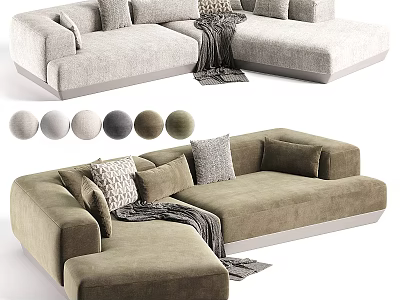 Modern L Shaped Sectional Sofa With Multiple Color Options And Decorative Pillows 3d model