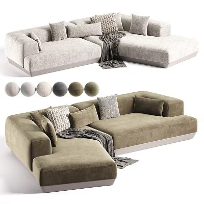 Modern L Shaped Sectional Sofa With Multiple Color Options And Decorative Pillows 3d model