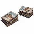 Two Stacks of Vintage Books Magazines with Old Cover Images on White Background