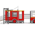 Red White Fire Truck Themed Children's Playground Structure With Climbing Frame And Stairs