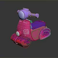 Pink Purple Kids Toy Scooter With Purple Headlight LET'S GO Lettering And Decorative Patterns