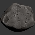 Grayish White Celestial Rock With Pitted Surface On Dark Reflective Background 3d model