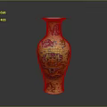Sculpture Carving Exquisite Yellow Vase Artwork With Traditional Floral Dragon Patterns