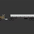 Semi Truck Detailed Front View Featuring Tall Exhaust Pipes Classic Grille And Brown White Cab