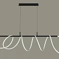 Modern Minimalist Chandelier With Black Metal Frame And White Curved LED Lights