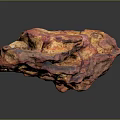 Natural Red Yellow Stone Material With Textured Surface And Raw Irregular Shape 3d model