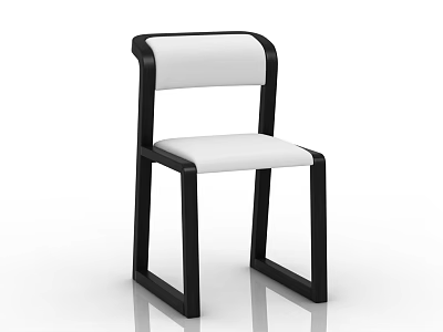 Modern Leisure Chair with Black Frame and White Leather Upholstery in Minimalist Design 3d model