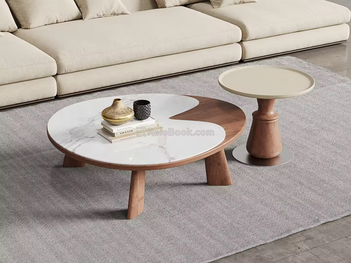 Modern Retro Coffee Table Middle Style Tea Table Ornaments 3d model
