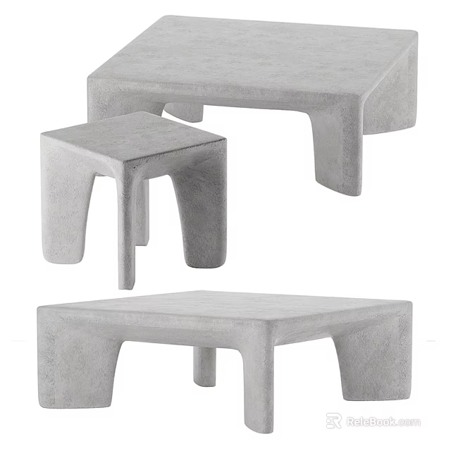 Modern Concrete Coffee Tables With Minimalist Design And Different Sizes 3d model 