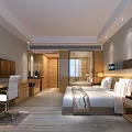 Hotel Guest Room Modern Interior Design With Comfortable Bed Desk Chair And TV