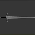 Medieval Silver Sword With Decorative Hilt And Long Sharp Blade