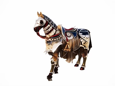 Intricately Decorated Horse With Ornate Saddle And Vibrant Artistic Details 3d model
