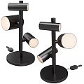 Modern Table Lamp With Metal Cylindrical Shades Adjustable Head And Stable Round Base