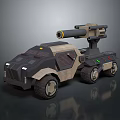 Military Armored Tank With Six Wheels Top Cannon And Sand Color Design