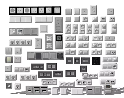 Modern switch socket combination 3d model