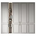 Modern Light Gray Dresser With Cabinet Doors Metal Handles And Side Storage Shelves