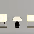Three Modern Table Lamps With Different Shade Shapes And Metal Frames Design 3d model