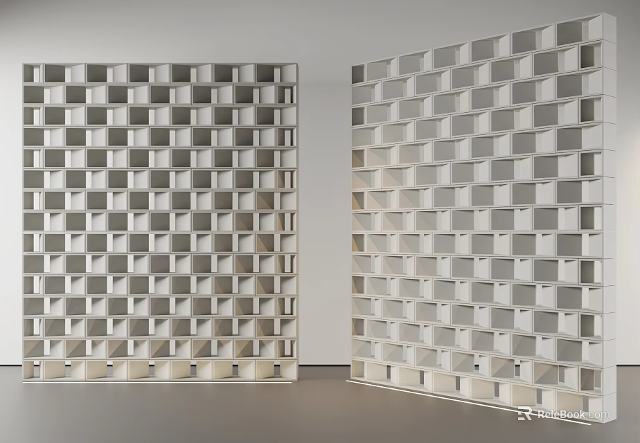 Stylish Modern White Room Dividers With Grid Pattern For Interior Space Separation 3d model