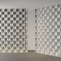 Stylish Modern White Room Dividers With Grid Pattern For Interior Space Separation 3d model