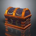 Ornate Treasure Chest With Orange Metal Borders Purple Body And Decorative Clasps