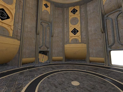 Futuristic Interior Design With Circular Floor Decorative Walls And Geometric Patterns 3d model