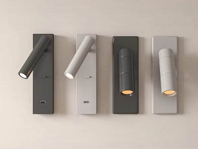 Modern Wall Lamps with Sleek Design and Different Finishes Mounted on Light Colored Wall 3d model
