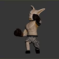 Fantasy Creature 3D Character Design In Boxing Pose With Camouflage Shorts And Gloves
