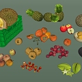 Modern Fruit Fruit Basket Fruit Plate Plastic Basket Durian Pineapple Apple Hami Melon Carambola 3d model