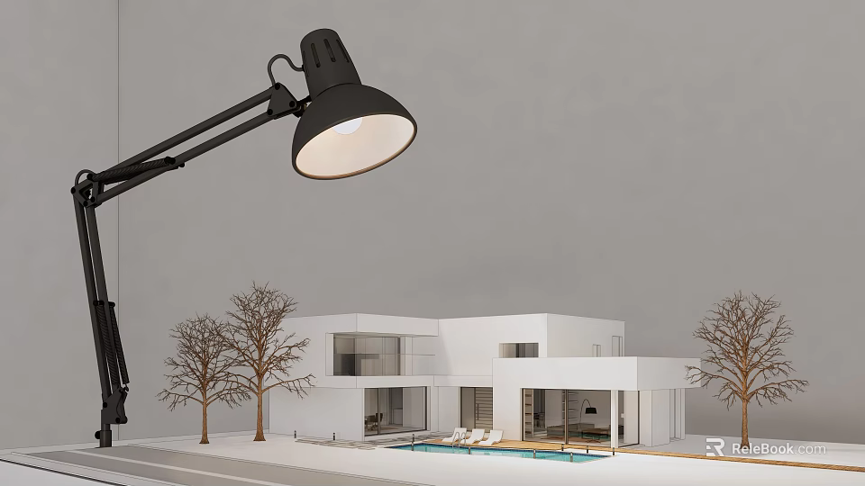Commercial Equipment Modern Black Desk Lamp For Architectural Model Lighting 3d model 