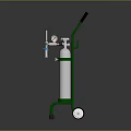 Mobile Oxygen Cylinder Cart With Green Frame White Cylinder Wheels Pressure Gauge And Valves