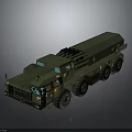 Green Military Vehicle With Multiple Wheels And Tactical Missile Launcher System