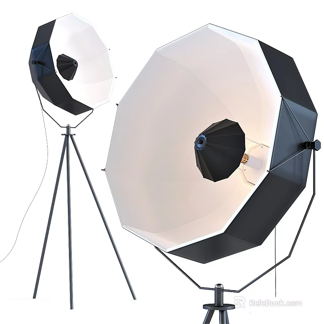 Modern Black Tripod Floor Lamp With White Diffuser Shade For Home Lighting 3d model 